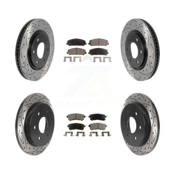 Front Rear Drill Slot Disc Brake Rotor Ceramic Pad Kit For Nissan Armada With Solid KDT-101128