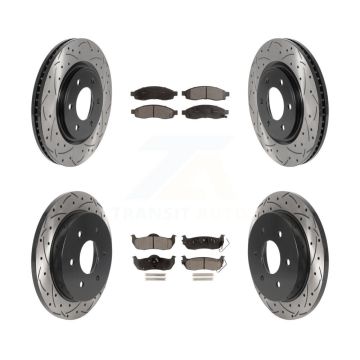 Front Rear Drilled Slot Disc Brake Rotor Ceramic Pad Kit For 2007 Nissan TITAN From 04 07 KDT-101129