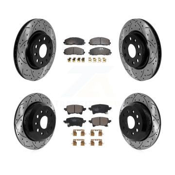 Front Rear Coated Drilled Slotted Disc Brake Rotors And Ceramic Pad Kit For Jeep Wrangler KDT-101132