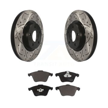 Front Coated Drilled Slotted Disc Brake Rotors And Ceramic Pads Kit For Volvo S40 KDT-101137