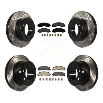 Front Rear Coated Drilled Slotted Disc Brake Rotors And Ceramic Pad Kit For Ram 2500 3500 KDT-101156