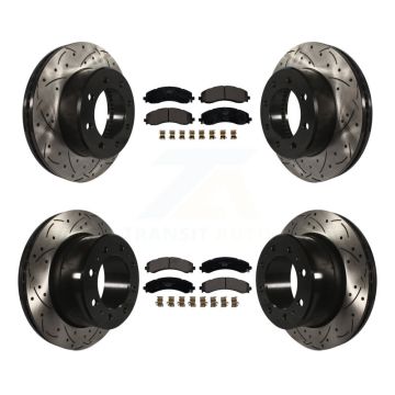 Front Rear Drill Slot Disc Brake Rotor Ceramic Pad Kit For Ram 3500 With Dual Wheels KDT-101157
