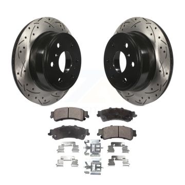 Rear Coated Drilled Slotted Disc Brake Rotors Ceramic Pad Kit For GMC Sierra 1500 Classic KDT-101158