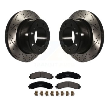 Rear Drill Slot Brake Rotors Ceramic Pad Kit For 2020-2021 Ram 3500 With Dual Wheels KDT-101163