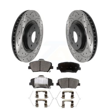 Front Coated Drilled Slotted Disc Brake Rotors Ceramic Pad Kit For 2019-2022 Hyundai Nexo KDT-101167