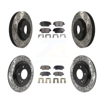 Front Rear Coated Drilled Slotted Disc Brake Rotor And Ceramic Pad Kit For Hyundai Sonata KDT-101168