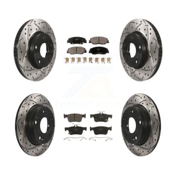 Front Rear Coated Drilled Slotted Disc Brake Rotors And Ceramic Pads Kit For Honda Civic KDT-101184