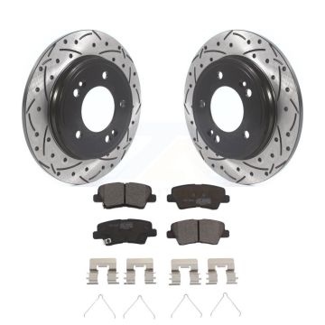Rear Coated Drilled Slot Disc Brake Rotors Ceramic Pad Kit For Kia Forte Hyundai Veloster KDT-101186