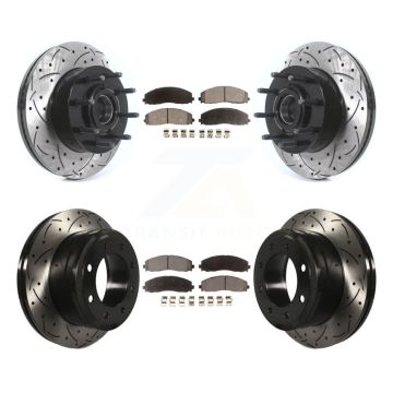 Front Rear Drilled Slot Disc Brake Rotors Ceramic Pad Kit For Ford F-350 Super Duty F-250 KDT-101191