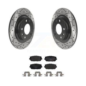 Rear Coated Drilled Slot Disc Brake Rotors Ceramic Pad Kit For 2006-2015 Mazda MX-5 Miata KDT-101204