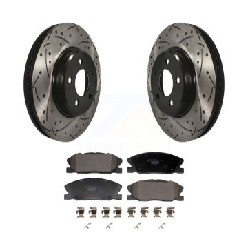 Front Coated Drilled Slotted Disc Brake Rotors And Ceramic Pads Kit For Dodge Charger KDT-101207