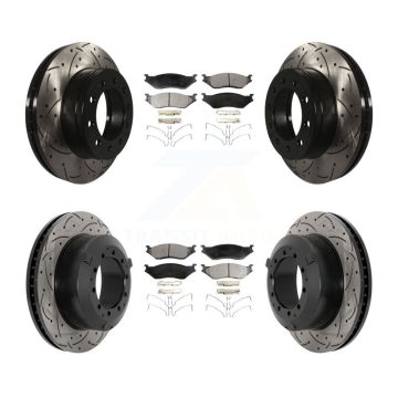 Front Rear Drilled Slot Brake Rotor Ceramic Pad Kit For Ford F-450 Super Duty F-550 CF500 KDT-101211