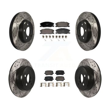 Front Rear Coated Drilled Slotted Disc Brake Rotors And Ceramic Pad Kit For Dodge Charger KDT-101214