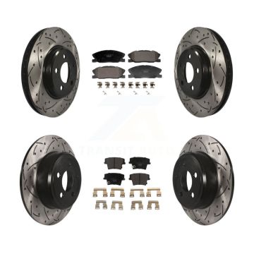Front Rear Coated Drilled Slotted Disc Brake Rotors And Ceramic Pad Kit For Dodge Charger KDT-101215