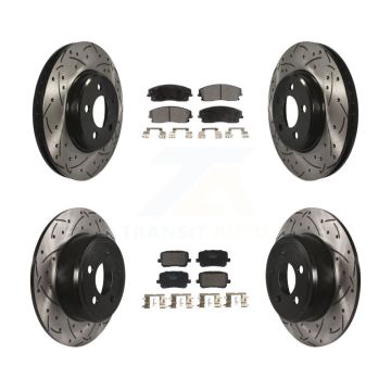 Front Rear Coated Drilled Slotted Disc Brake Rotors And Ceramic Pad Kit For Dodge Charger KDT-101216