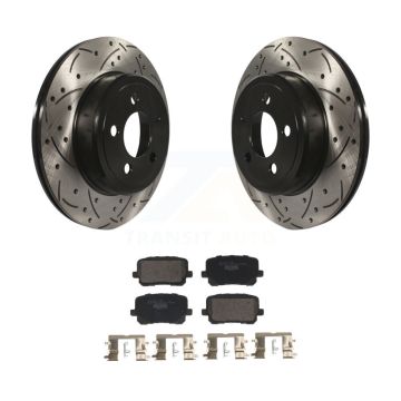 Rear Drilled Slot Brake Rotor & Ceramic Pad Kit For 2017-2018 Dodge Charger RWD with 5.7L KDT-101222
