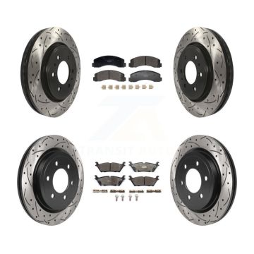 Front Rear Drill Slot Disc Brake Rotors Ceramic Pad Kit For Ford F-150 Expedition Lincoln KDT-101230