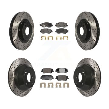 Front Rear Drill Slot Brake Rotors Ceramic Pad Kit For 2013-2016 Hyundai Santa Fe XL 3.3L KDT-101233