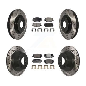 Front Rear Drill Slot Brake Rotors Ceramic Pad Kit For Hyundai Santa Fe Sport Kia Sorento KDT-101234