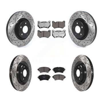 Front Rear Drilled Slot Brake Rotor Ceramic Pad Kit For 2018 Audi Q5 With Brembo Calipers KDT-101239