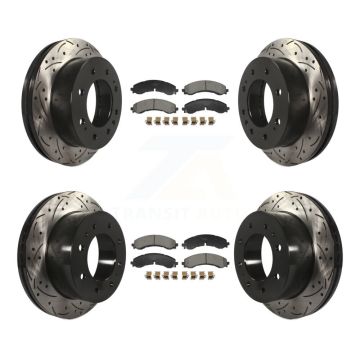 Front Rear Drilled Slot Brake Rotor Ceramic Pad Kit For GMC Chevrolet Sierra 2500 HD 3500 KDT-101241