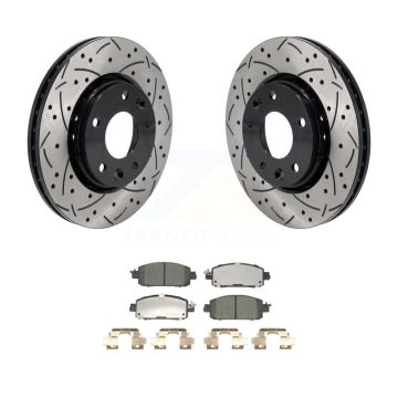 Front Coated Drilled Slotted Disc Brake Rotor And Ceramic Pad Kit For Nissan Kicks Sentra KDT-101242