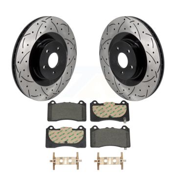 Front Coated Drilled Slotted Disc Brake Rotor Ceramic Pad Kit For 2016-2018 Ford Focus RS KDT-101243