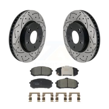 Front Coated Drilled Slotted Disc Brake Rotors And Ceramic Pads Kit For Hyundai Elantra KDT-101244