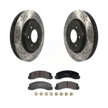 Front Drill Slot Brake Rotors Ceramic Pad Kit For Ford F-150 Expedition Lincoln Navigator KDT-101249