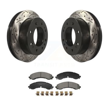 Front Drilled Slot Brake Rotor Ceramic Pad Kit For GMC Chevrolet Sierra 2500 HD Silverado KDT-101251