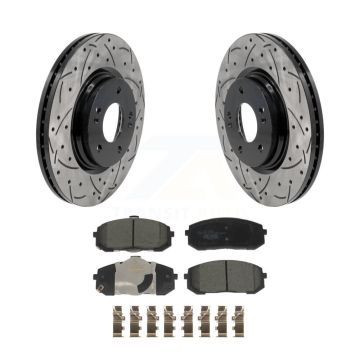 Front Coat Drill Slot Disc Brake Rotors Ceramic Pad Kit For Hyundai Elantra Sonata Kia K5 KDT-101252