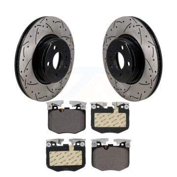 Front Coated Drilled Slotted Disc Brake Rotors And Ceramic Pads Kit For Toyota GR Supra KDT-101255