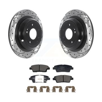 Rear Coat Drill Slot Disc Brake Rotor Ceramic Pad Kit For 2018-2020 Genesis G80 3.8L 5.0L KDT-101259