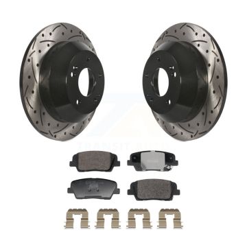 Rear Drilled Slot Brake Rotor & Ceramic Pad Kit For Hyundai Santa Fe Sport Kia Sorento XL KDT-101260