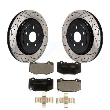 Rear Coated Drill Slot Disc Brake Rotor Ceramic Pad Kit For Chevrolet Camaro Cadillac ATS KDT-101267