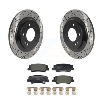 Rear Coated Drilled Slotted Disc Brake Rotors & Ceramic Pad Kit For Hyundai Sonata Kia K5 KDT-101268