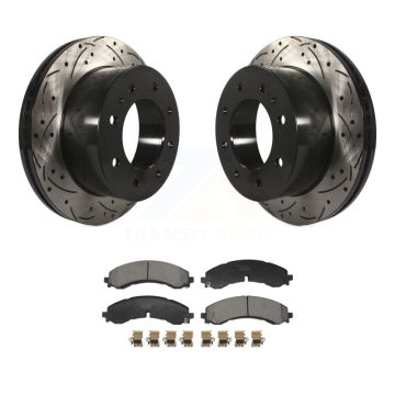 Rear Drilled Slot Brake Rotors Ceramic Pad Kit For GMC Chevrolet Sierra 2500 HD Silverado KDT-101269