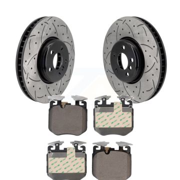 Front Coated Drilled Slotted Disc Brake Rotors & Ceramic Pad Kit For 2019 BMW 540i xDrive KDT-101271