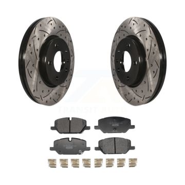 Front Coated Drilled Slotted Disc Brake Rotors And Ceramic Pads Kit For GMC Terrain KDT-101283