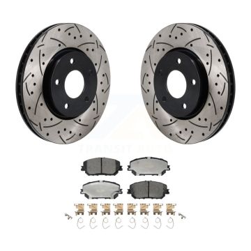 Front Coated Drilled Slotted Disc Brake Rotors And Ceramic Pads Kit For Nissan Rogue KDT-101284