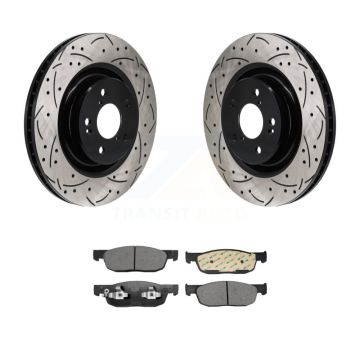 Front Coated Drilled Slot Disc Brake Rotor & Ceramic Pad Kit For 2022-2023 Acura MDX 3.5L KDT-101285