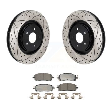 Front Drilled Slot Brake Rotor Ceramic Pad Kit For Mitsubishi Outlander Nissan Pathfinder KDT-101287