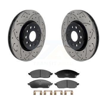 Front Coated Drilled Slotted Disc Brake Rotor & Ceramic Pad Kit For Jeep Grand Cherokee L KDT-101290
