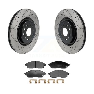 Front Coated Drilled Slotted Disc Brake Rotor & Ceramic Pad Kit For Jeep Grand Cherokee L KDT-101291