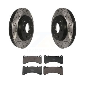 Front Drilled Slot Brake Rotor Ceramic Pad Kit For GMC Sierra 1500 Chevrolet Silverado XL KDT-101292