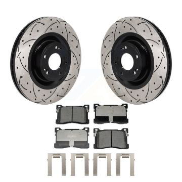 Front Coated Drilled Slotted Disc Brake Rotors Ceramic Pad Kit For Hyundai Equus Kia K900 KDT-101294