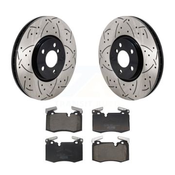 Front Drill Slot Disc Brake Rotors Ceramic Pad Kit For 2016 Mini Cooper John Works KDT-101295