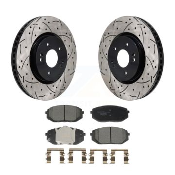 Front Drill Slot Brake Rotors Ceramic Pad Kit For Hyundai Tucson Kia Sportage Ioniq 5 EV6 KDT-101296
