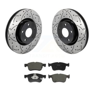 Front Drill Slot Brake Rotor Ceramic Pad Kit For Ford Escape Bronco Sport Lincoln Corsair KDT-101297