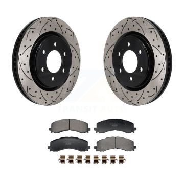 Front Drilled Slot Brake Rotor & Ceramic Pad Kit For Ford F-150 Bronco Expedition Lincoln KDT-101299